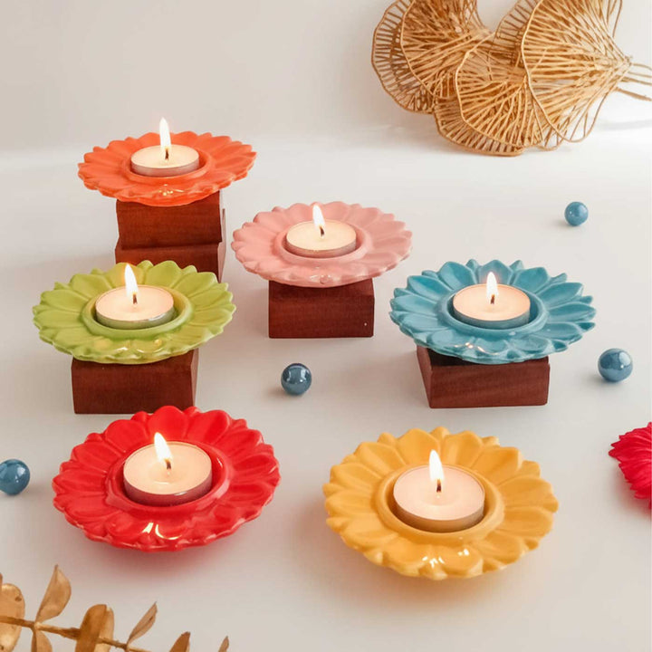 Handmade Serenity Bloom Ceramic Tealight Holder