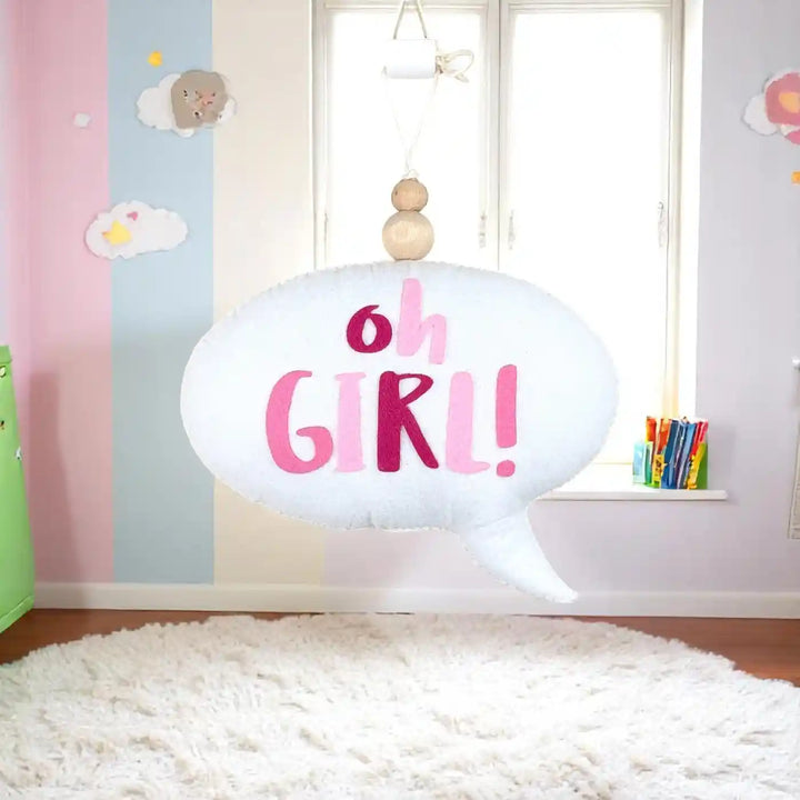 Handmade "Oh Girl" Speech Bubble Theme Felt Hanging For Kids
