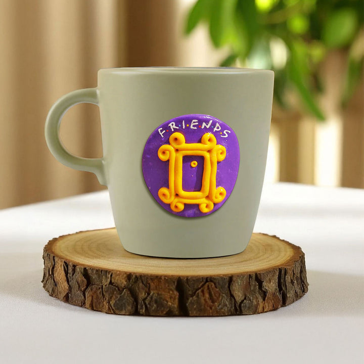 Hand-Painted Polymer Clay Friends Theme Ceramic Mug