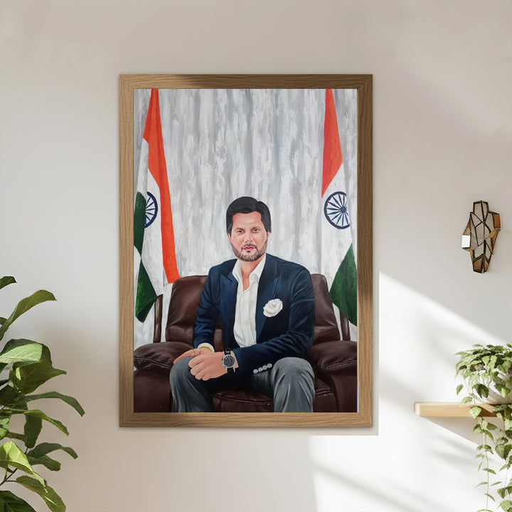 Photo Personalized Hand Painted Portrait With Premium Wooden Frame