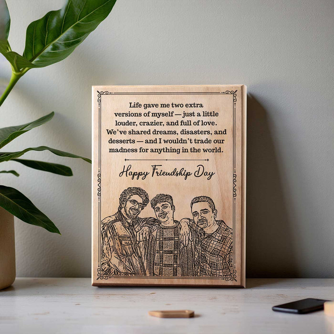 Photo Personalized Handmade Engraved Friendship Day Wooden Decorative Plaque