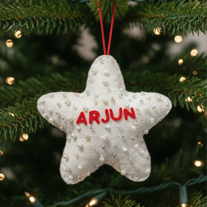 Personalized Handmade Felt Shining Star Christmas Ornament