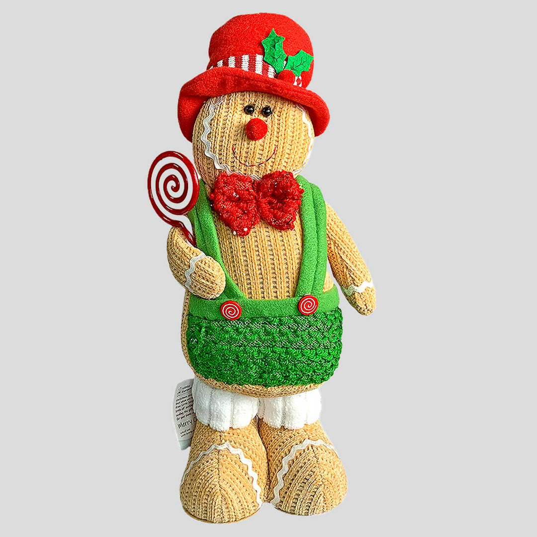 Lollipop Gingerbread Self-Standing Man Woolen Decor For Christmas Table Decoration