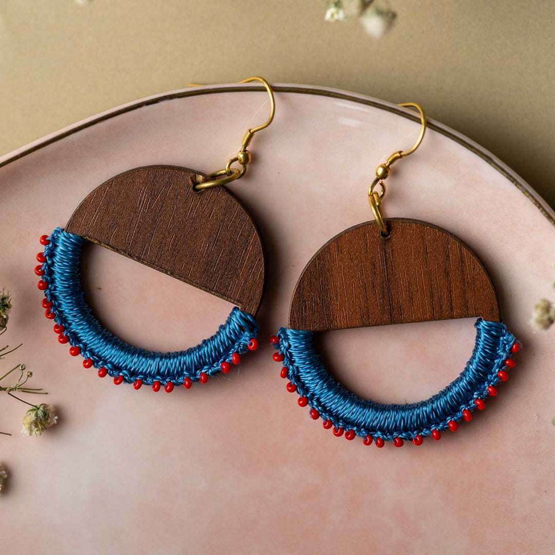 Handmade Indigo Crescent Moon Earrings