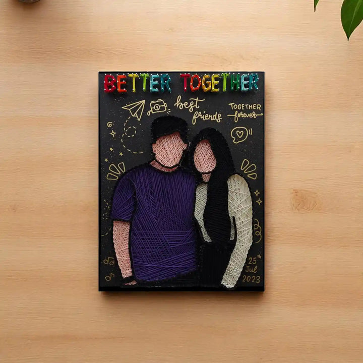 Photo Personalized Handmade String Art Best Friends Theme MDF Wood Decorative Plaque