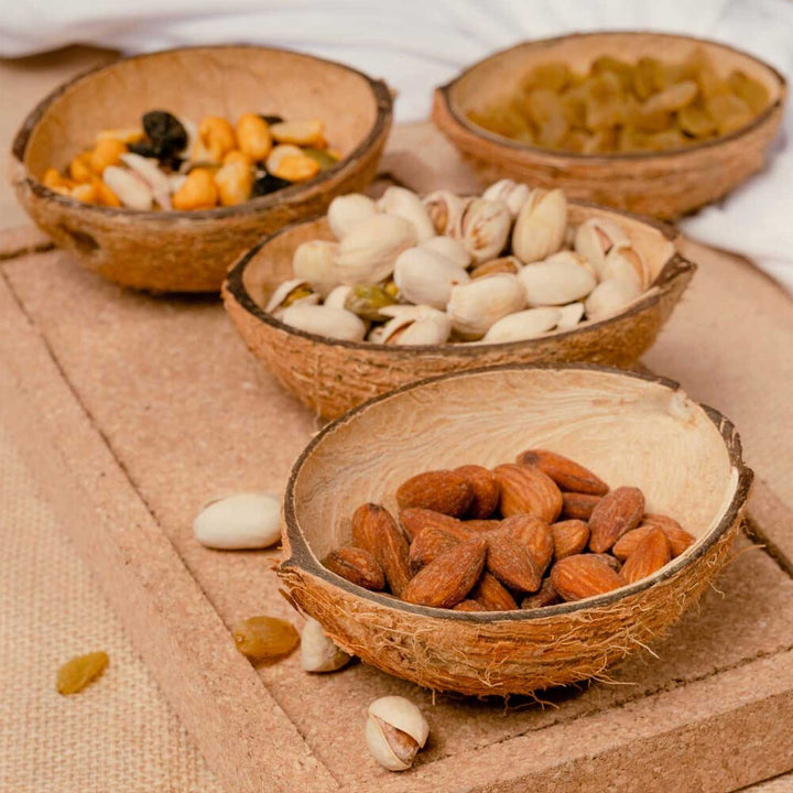 Eco-Friendly Handmade Oval Raw Coconut Shell Bowl | Set Of 15