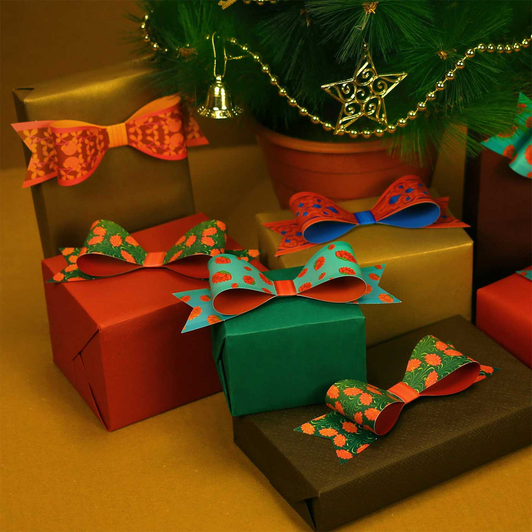 Handmade Printed Paper Bows DIY Kit | Set Of 12