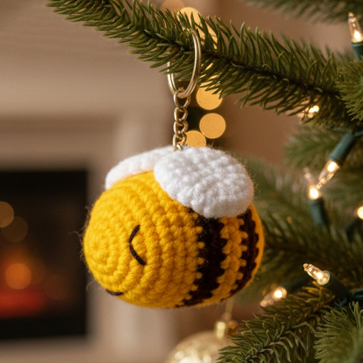 Handmade Crochet Bee Ornament For Christmas Decoration