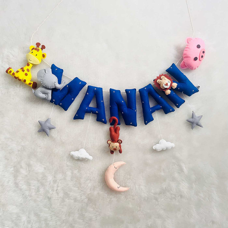 Handcrafted Personalized Animal Kingdom Bunting For Kids - Name Personalization Hanging Display