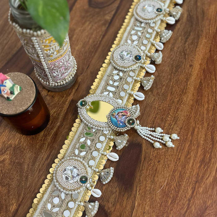 40 In | Handmade Mirror Work Krishna Kodi Jute Toran