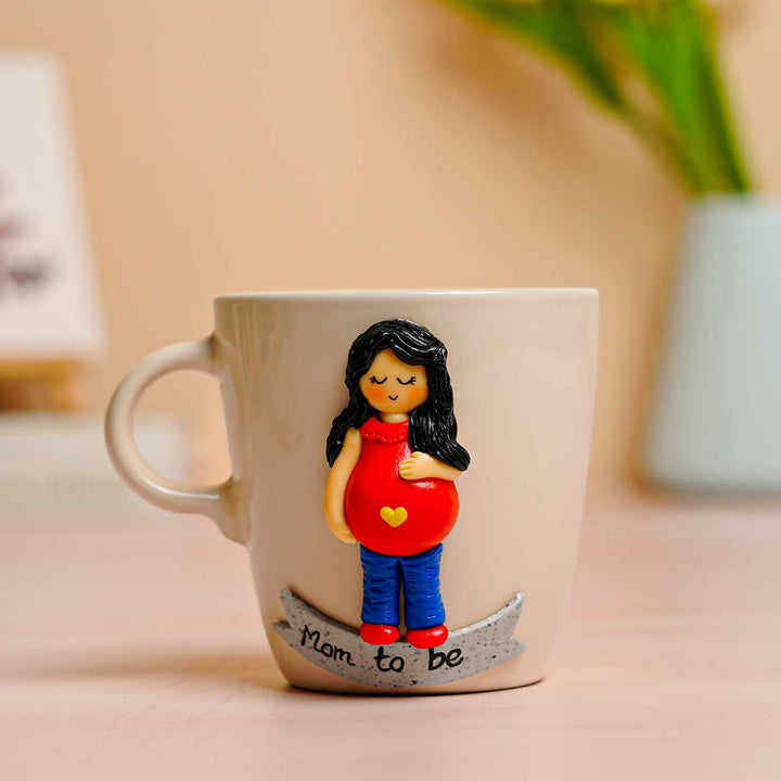 Personalized Handcrafted Mom-To-Be Mug With Clay Caricature