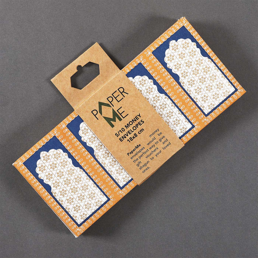 Personalized Handmade Jhorokha Blue Paper Envelopes | Set Of 10