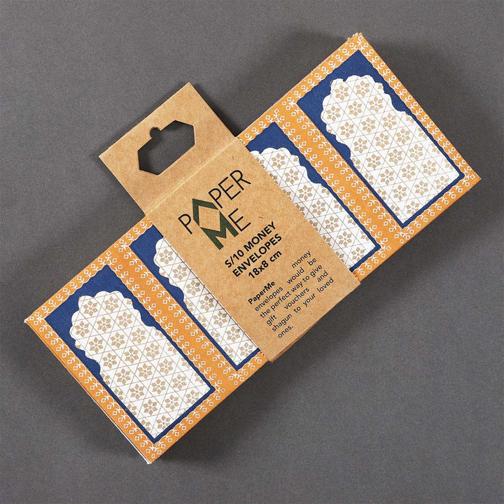 Personalized Handmade Jhorokha Blue Paper Envelopes | Set Of 10