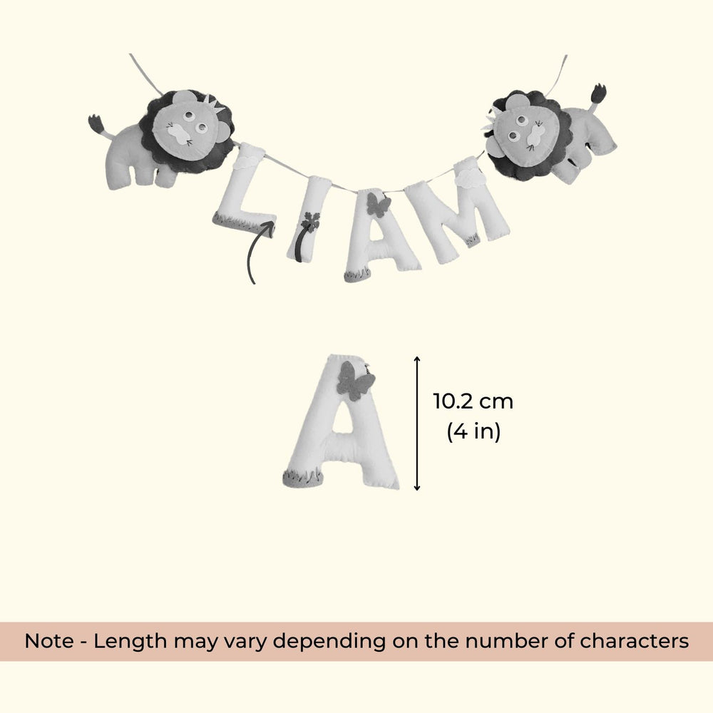 Personalized Handmade Flower And Pearl Embellished Felt Bunting - Hanging Letter Garland with Dimensions