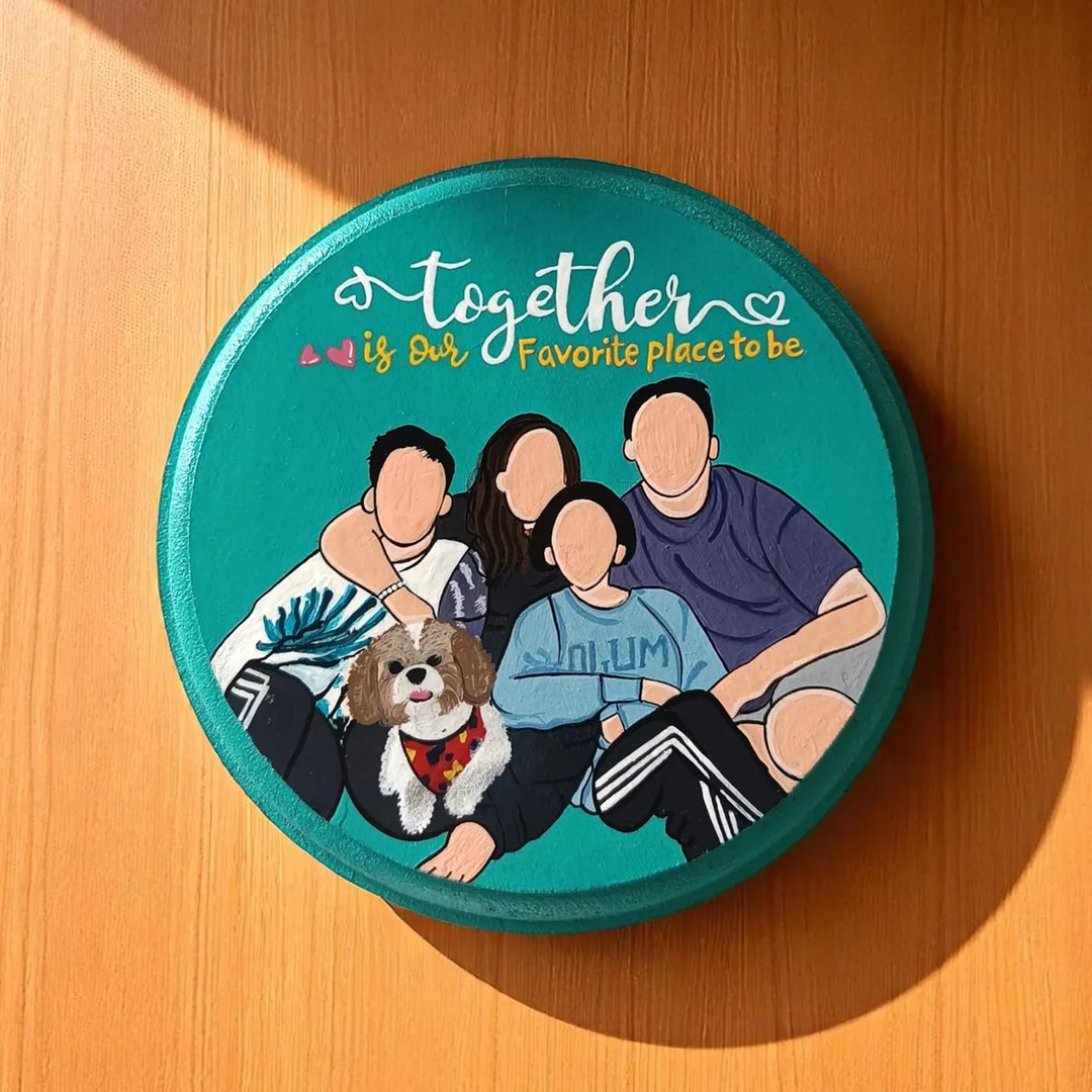 Photo Personalized Hand-Painted Family Theme MDF Wood Nameplate
