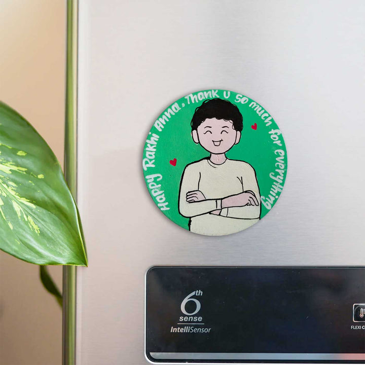 Photo Personalized Hand-Painted Brother Design Mdf Wood Fridge Magnet