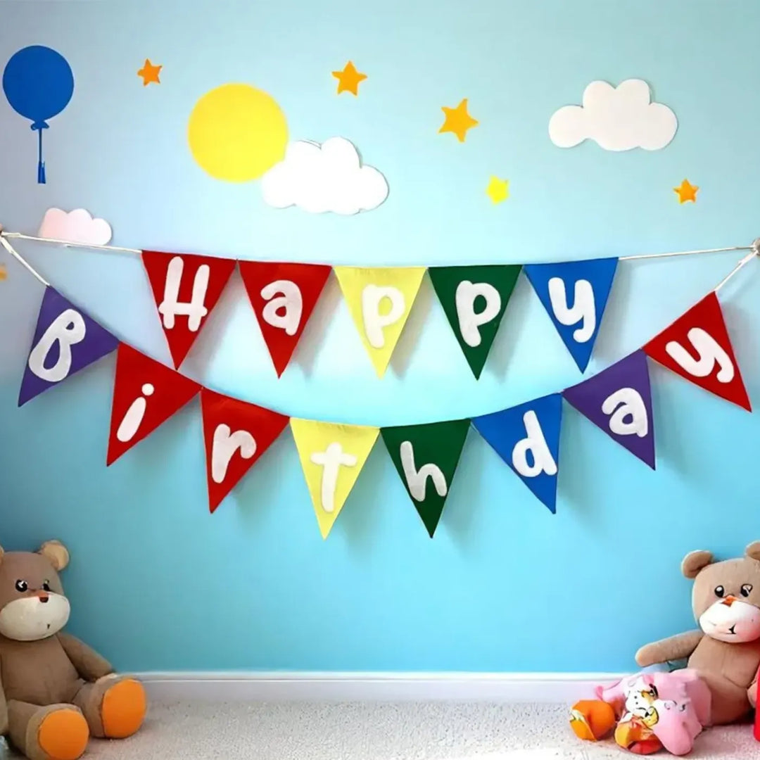 Handmade Pennant Design Felt Happy Birthday Bunting