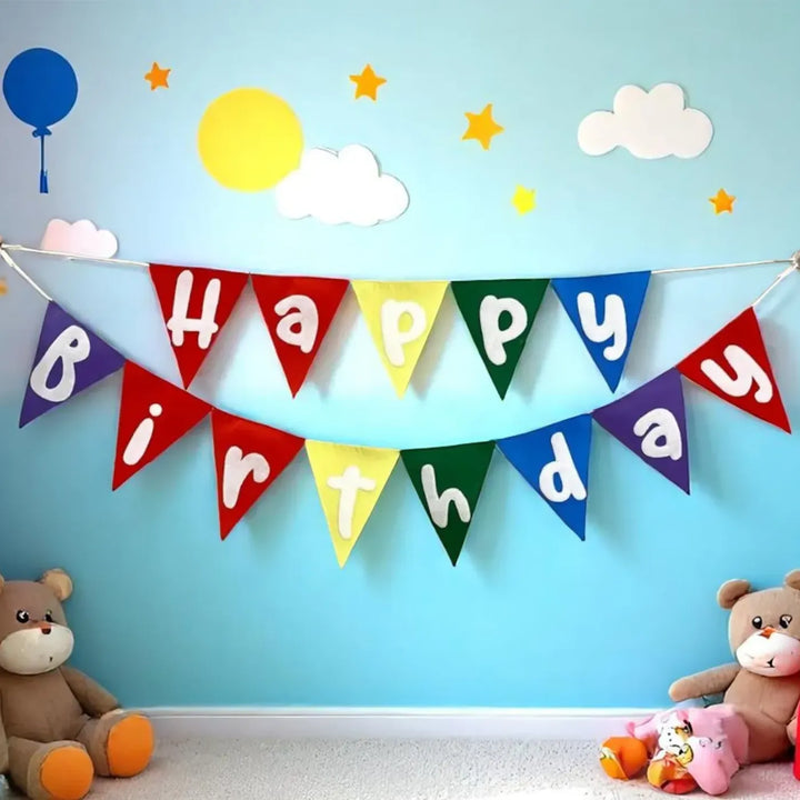 Handmade Pennant Design Felt Happy Birthday Bunting