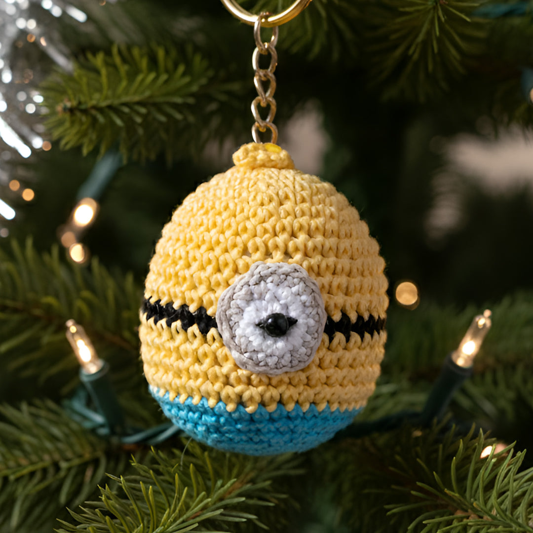 Handmade Crochet Minion Ornament For Christmas Decoration