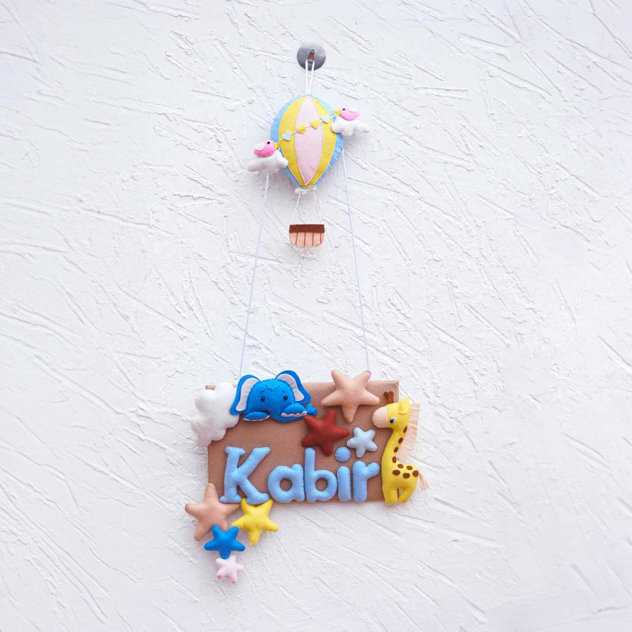 Personalized Kids Theme Felt Nameplate 8 - Hanging on Wall Hook Display