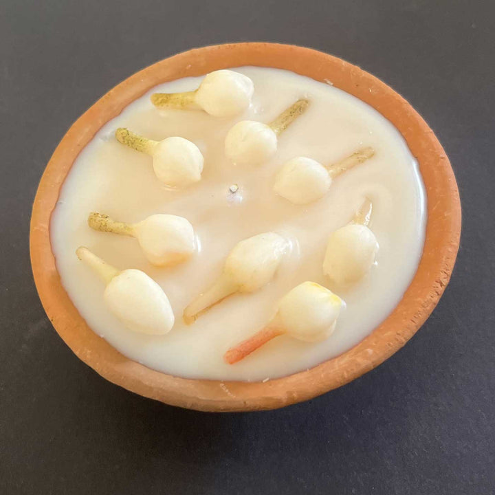 8 Pc | Handmade Jasmine Terracotta Urli Soy Wax Candle