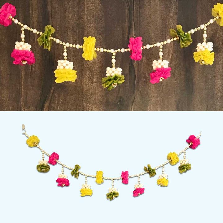 40 / 44 In | Handmade Multi-Color Tissue Flower Toran