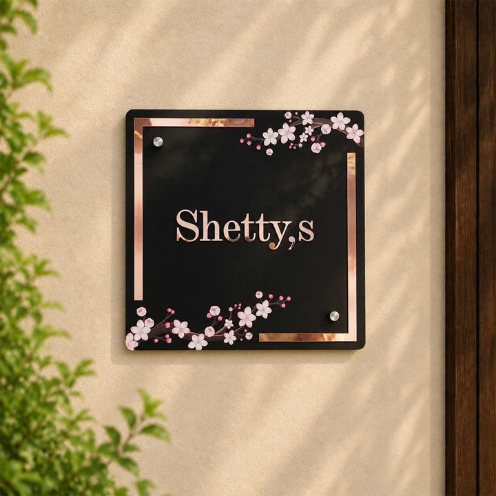 Cherry Blossom Elegance Personalized Acrylic Name Plate For Home