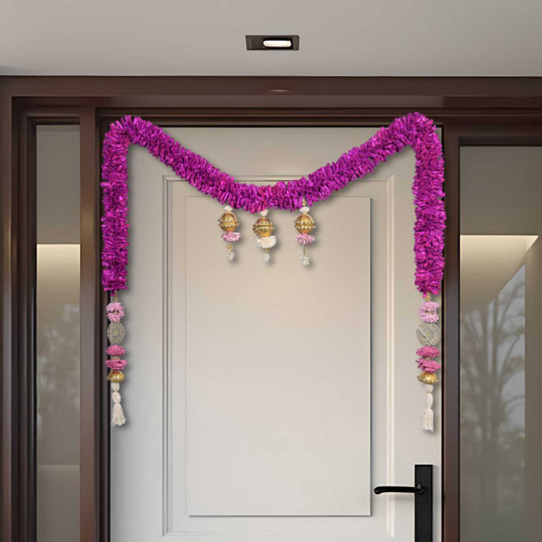79 In | Handmade Varenya Purple Shola Flower Toran