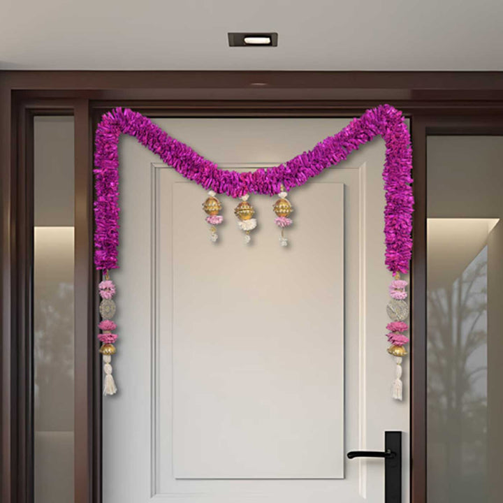 79 In | Handmade Varenya Purple Shola Flower Toran