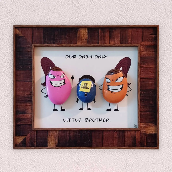 Personalized Pebble Art "Forever Siblings" Wooden Decorative Plaque For Siblings