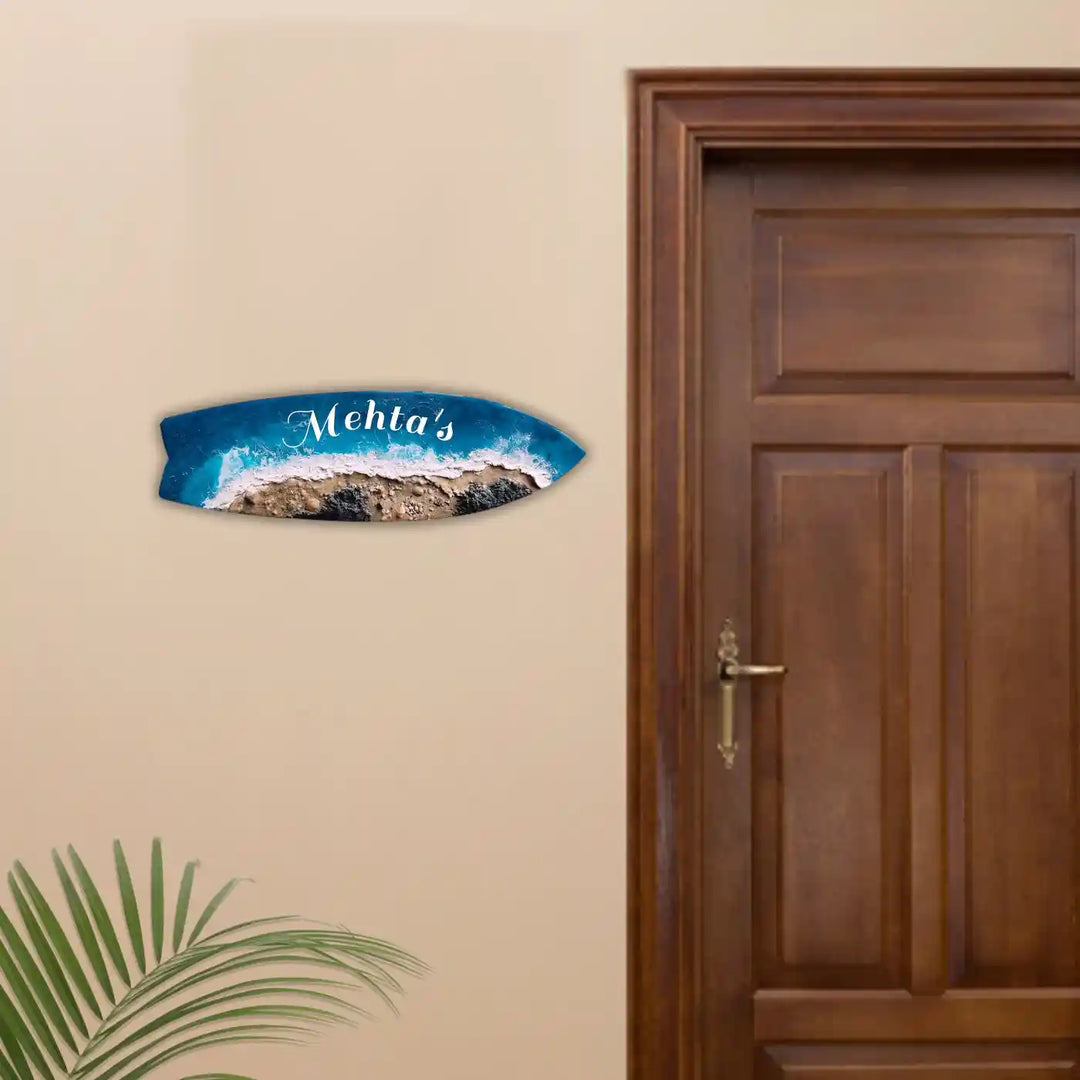 Personalized Surfboard & Beach Theme Resin Name Plate