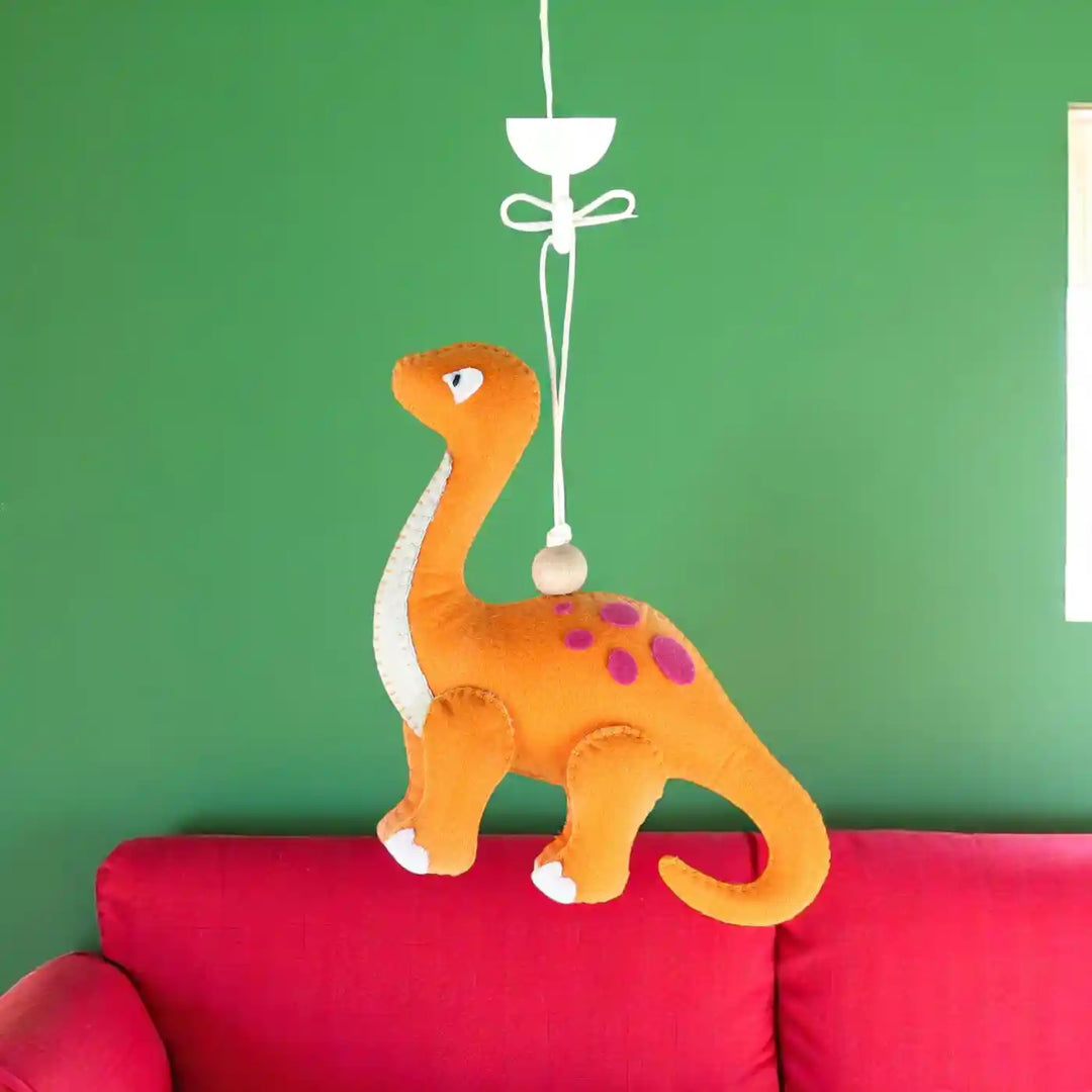 Handmade Brontosaurus Dinosaur Felt Hanging For Kids