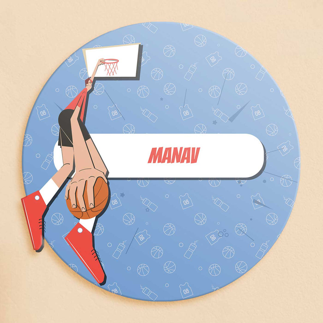 Personalized Basketball Fever Boy Theme Acrylic Kids Name Plate - Name Personalization Example Front View
