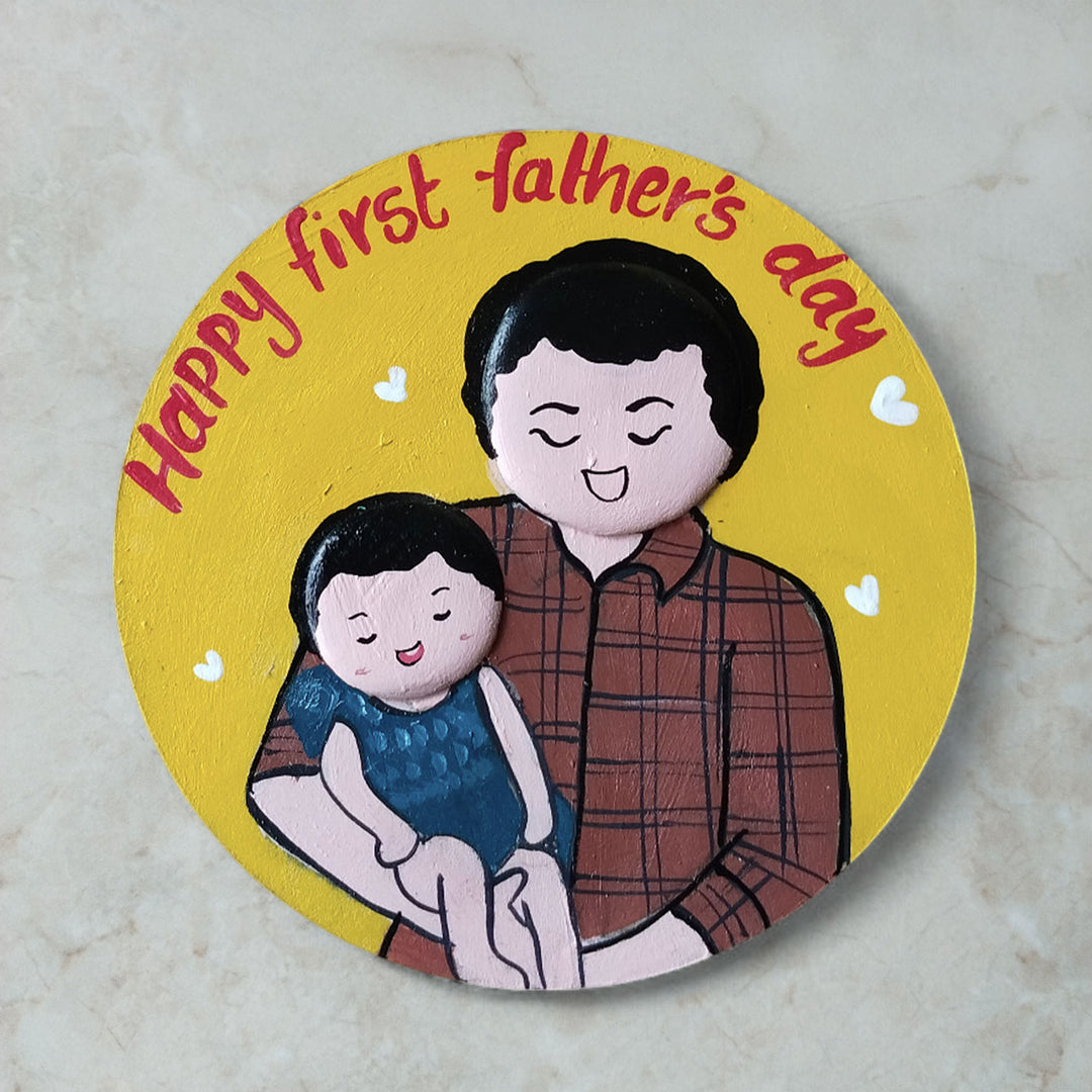 Photo Personalized Hand-Painted First Father'S Day MDF Wood Fridge Magnet