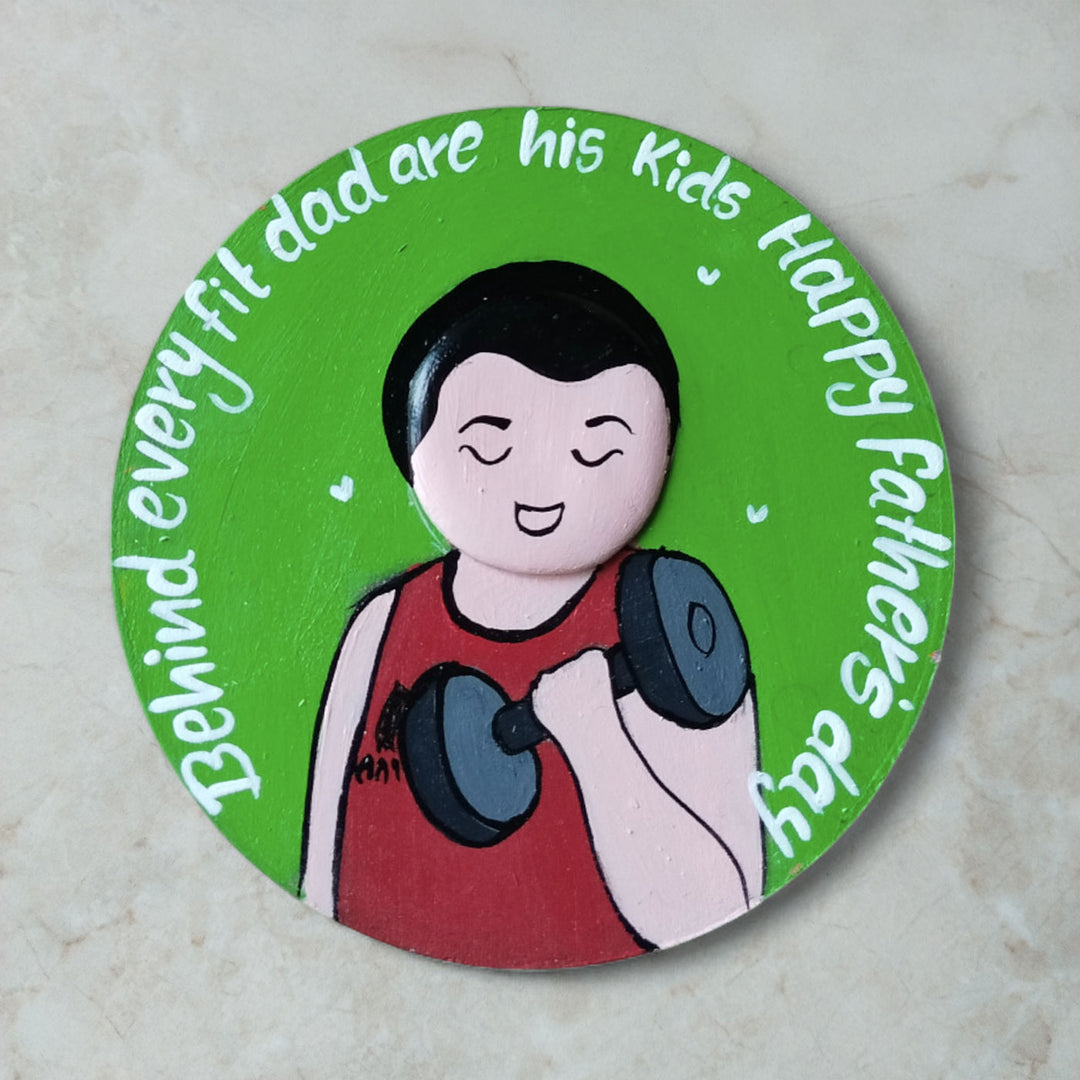 Photo Personalized Hand-Painted Father's Day Theme MDF Wood Fridge Magnet