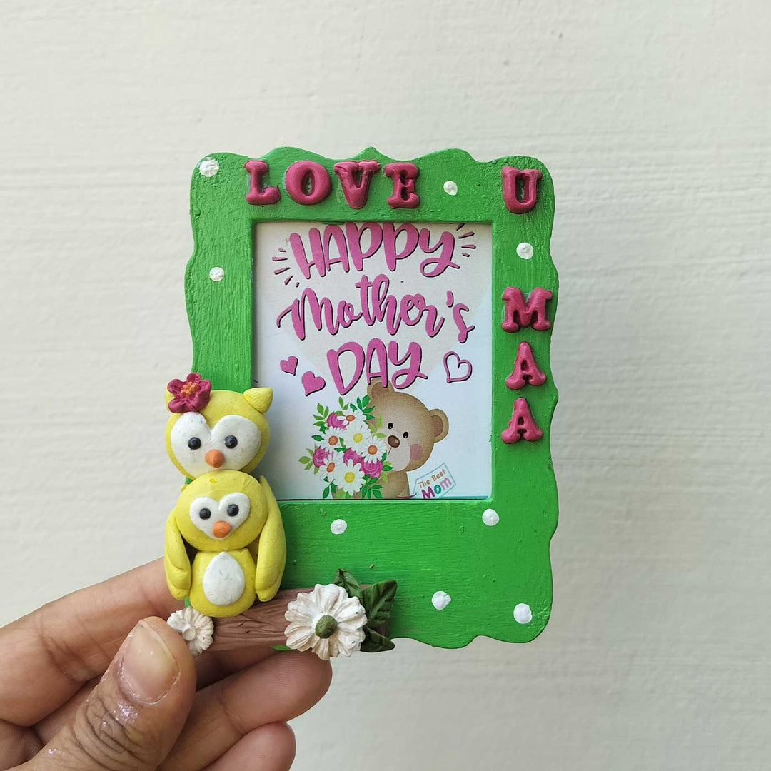 Handcrafted "Love You Maa" MDF & Cold Porcelain Clay Fridge Magnet