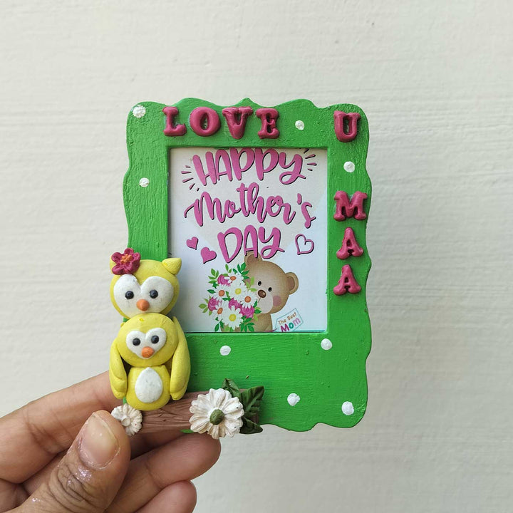Handcrafted "Love You Maa" MDF & Cold Porcelain Clay Fridge Magnet