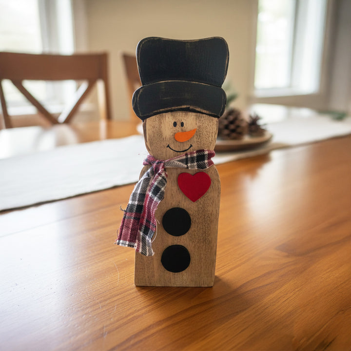 10 Inch | Handmade Snowman Wooden Table Decor