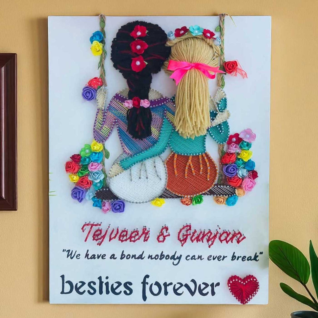 Personalized Handmade String Art Besties Design MDF Wood Decorative Plaque