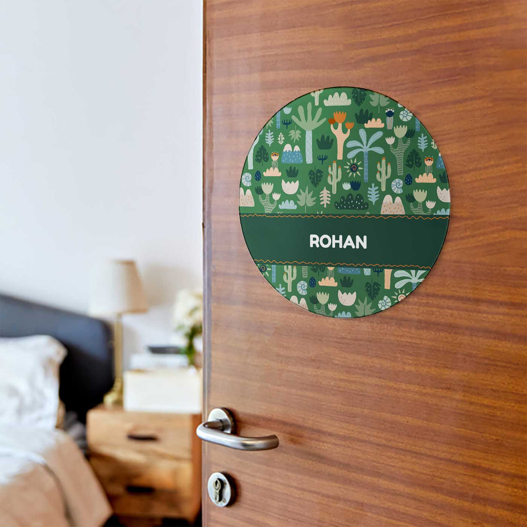 Personalized Nature And I Theme Acrylic Kids Name Plate - Door Mount with Name Personalization