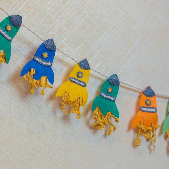 Handmade Crochet Fly Me To The Moon Design Bunting