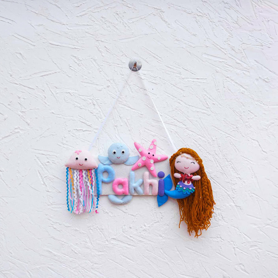Personalized Kids Theme Felt Name Plate 7 - Hanging on Wall Hook Display