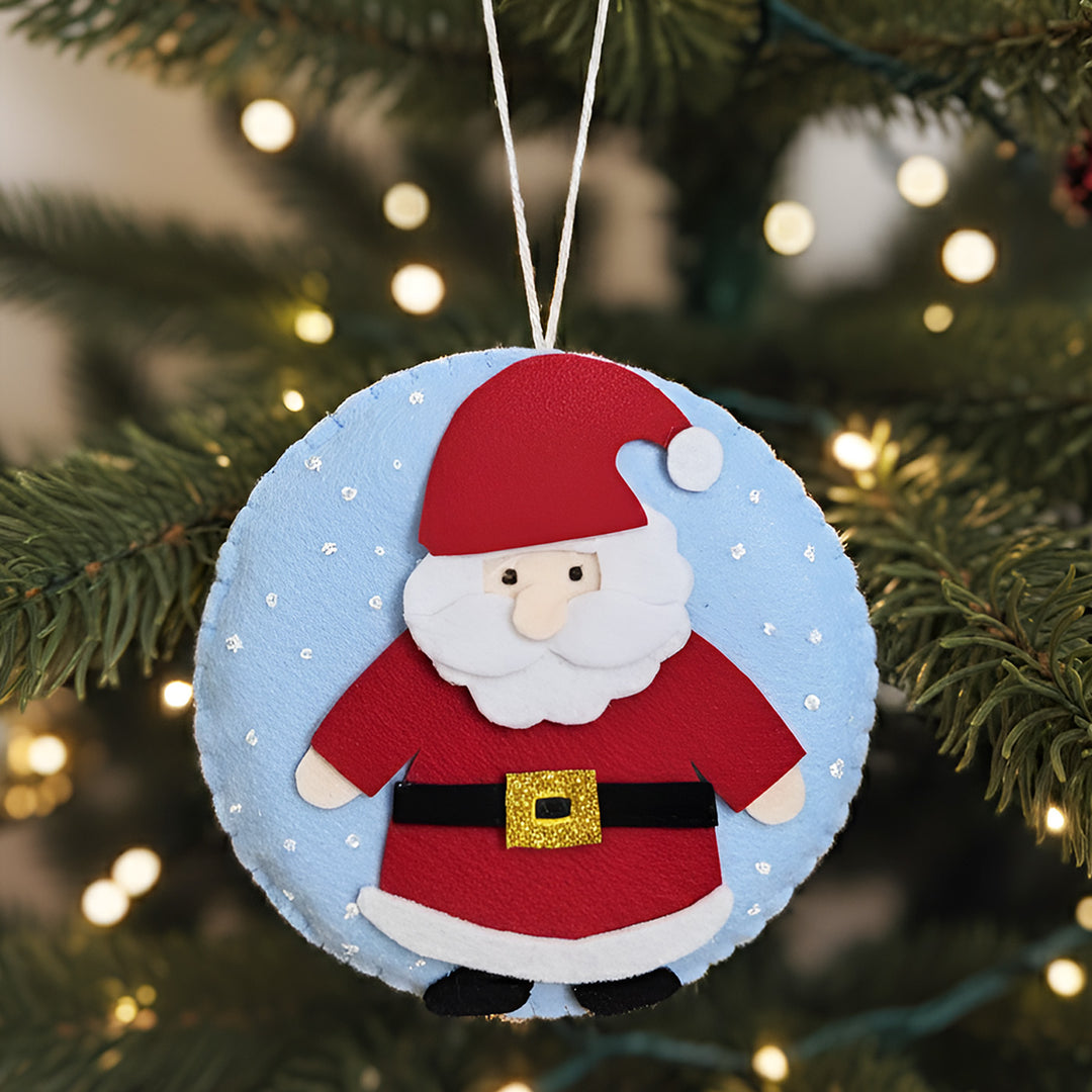 Handmade Santa in Snow Felt Ornament For Christmas Tree Decoration