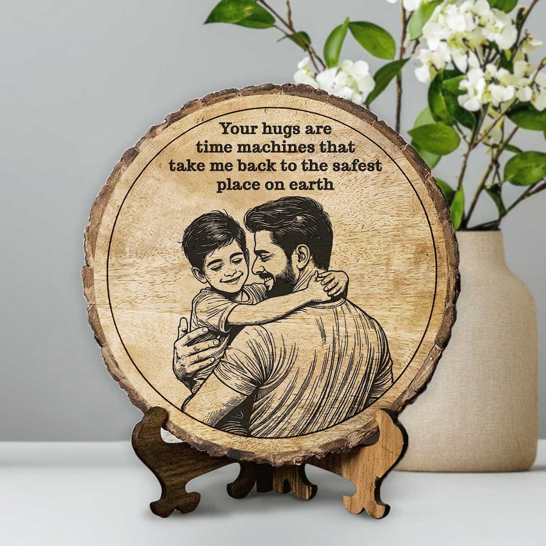 Personalized Hand Carved Engraved Dad And Son Theme Wooden Decorative Plaque