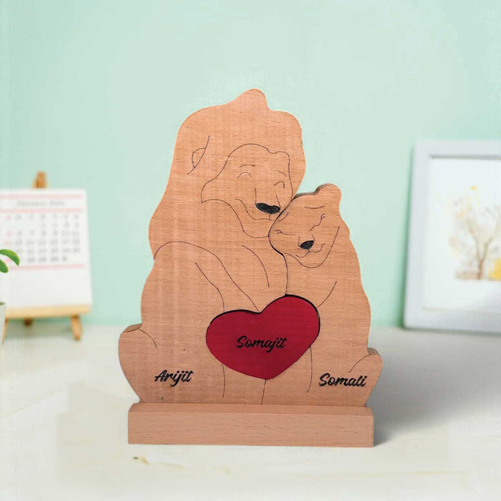Personalized Lion Couple Wooden Figurine