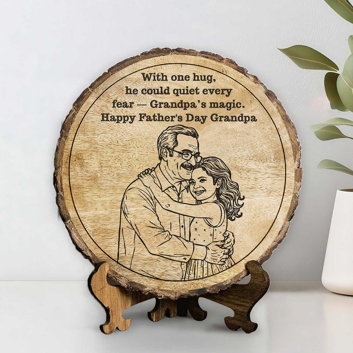 Personalized Hand Carved Engraved Grandpa And Child Theme Wooden Decorative Plaque