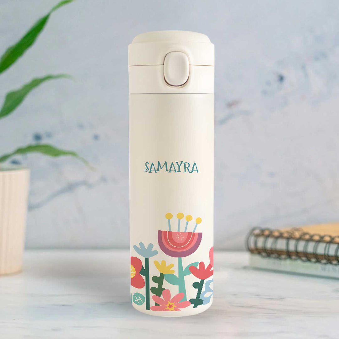 Personalized Flower Power Theme Steel Insulated Water Bottle