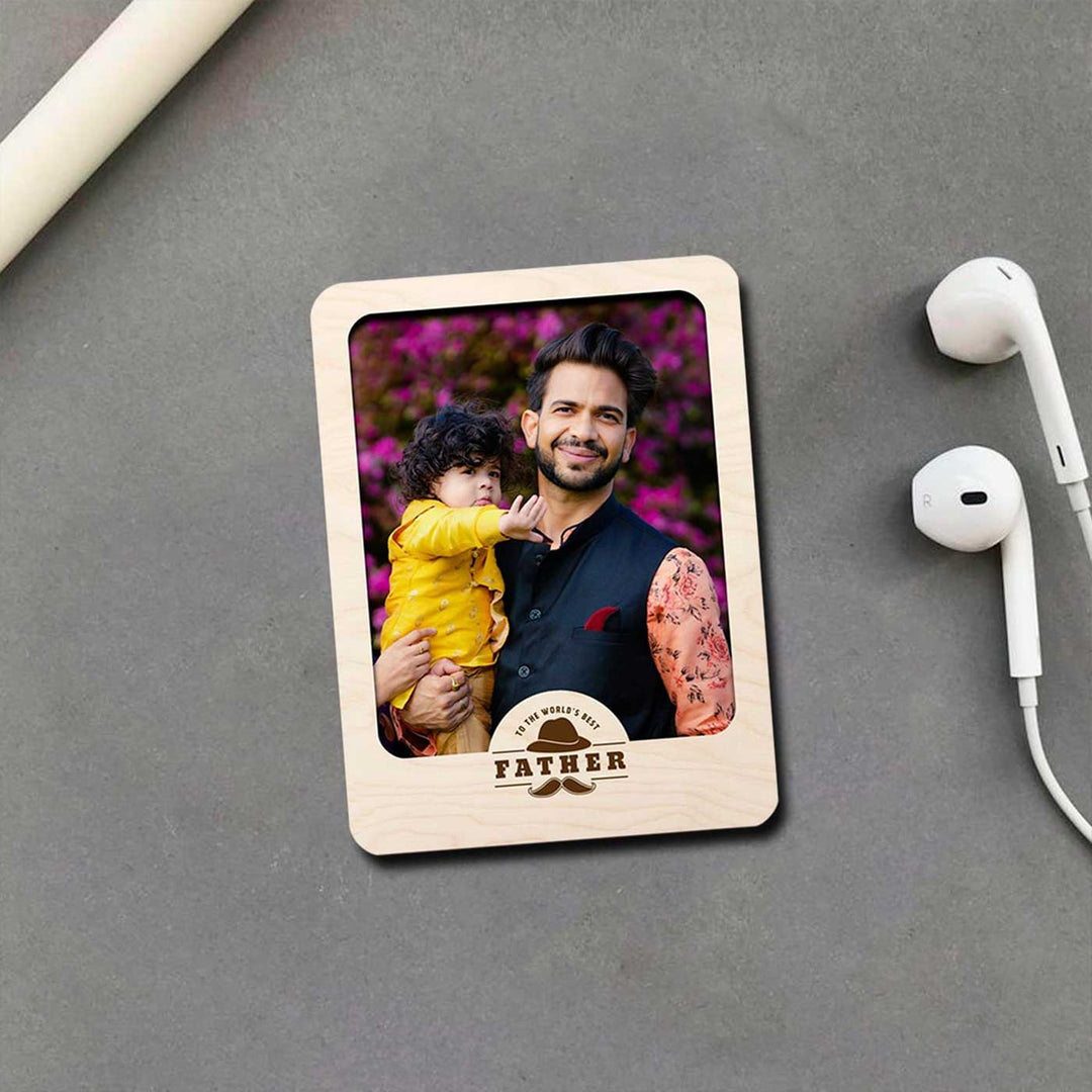 Photo Personalized Printed Fathers Day Theme Wooden Fridge Magnet For Fathers | Set Of 3