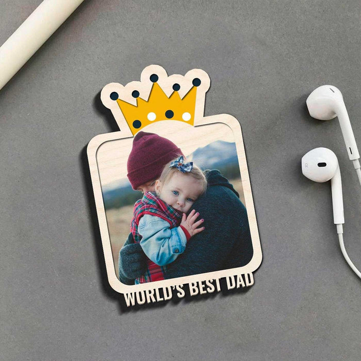Photo Personalized Printed "World's Best Dad" Wooden Fridge Magnet