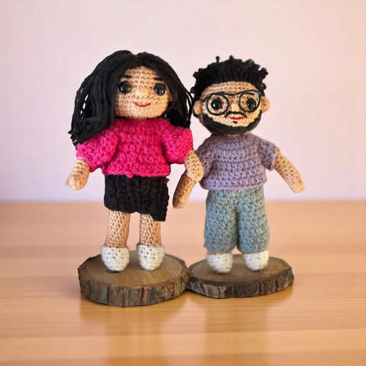 Photo Personalized Handmade Crochet Cotton Replica Doll | Set Of 2